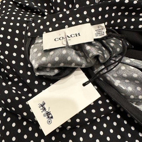 NWT Coach Dot Pleated Bib Dress - Picture 10 of 14